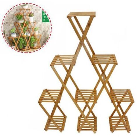 ÉTAGÈRE À FLEURS ET PORTE-PLANTES EN BAMBOU, 6 ÉTAGÈRES, SUPPORT DE POT DE FLEURS, SALON 70441 (1/4)