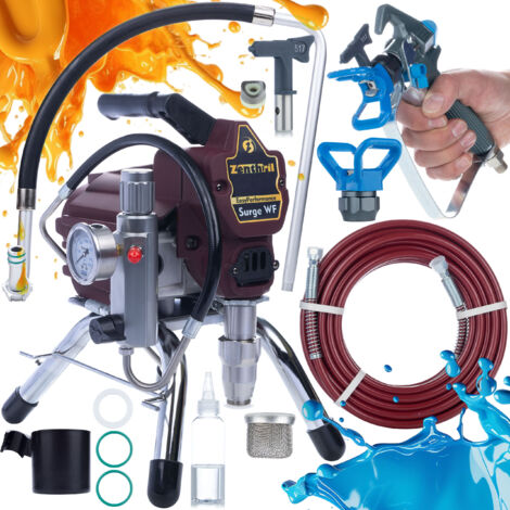 Zenthril Set Station de Peinture Airless Surge WF – 1800W, 200 Bar, 2L/min, Buse 0,019" Technologie Hydrodynamique Pour Peintures à l’Eau et Solvants Appareil de Pulvérisation (1/5)