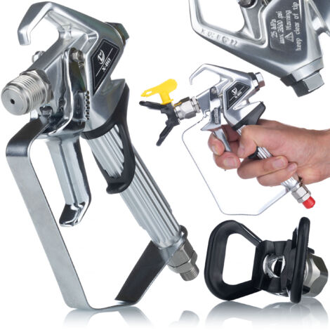 Rosfix Pistolet à Peinture Airless ZT-80 – Déclencheur 2 Doigts, 7250 PSI Aluminium & Inox Filetage 1/4" Pour Peinture Haute Pression Accessoire de Pulvérisation