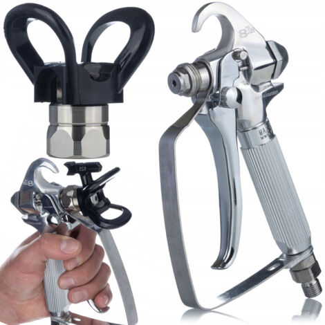 Zenthril Aero X Pistolet à Peinture Airless – Filtre Intégré, Gâchette 4 Doigts, 3600 PSI Filetages 1/4" et 7/8" Pour Murs, Meubles, Façades Accessoire pour Peinture (1/2)