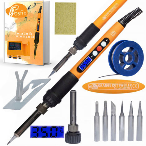 Rosfix Set Fer à Souder Électronique Electric S – 60W, Affichage LCD, 180–500°C 6 Pointes 900M, Éponge, Étain, Support Précision 1°C Outil de Soudure Professionnel (1/5)
