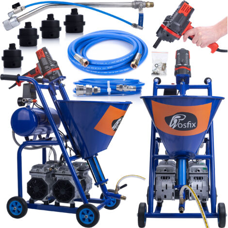 Rosfix Machine de Projection Blue Dragon BD57 – 5700W, 25L/min, 20MPa Double Compresseur, Cuve 25L avec Mélangeur Pour Enduits, Mortiers, Plâtres Machine à Crépir