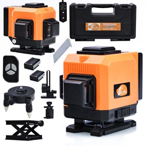 Rosfix Set Niveau Laser Orange Tiger ROT12L – 12 Lignes Vertes 360° IP54, 25m, ±3°, 0,2mm/10m Télécommande, Trépied, Support Pour Carrelage, Bricolage, Chantier