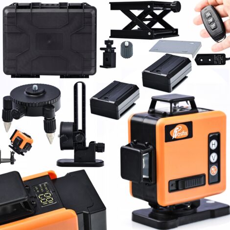 Rosfix Set Niveau Laser Orange Tiger ROT16L-L – 16 Lignes Vertes 360° Auto-Nivelant, IP54, 25m, ±0,2mm/10m Télécommande, Trépied, Valise Accessoire de Mesure Professionnel (1/5)