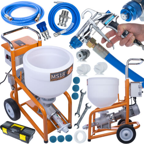 Rosfix Machine à Projeter MaxStream18 – 1800W, 12L/min, Cuve 28L  Pompe à Vis, Pistolet Laiton  Pour Enduits, Mortiers, Chapes  Matériel de Projection Professionnel