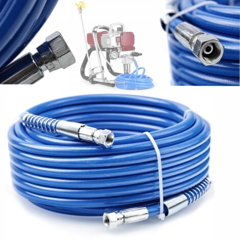 Rosfix Tuyau pour Pulvérisateur Airless 15m – TPU Bleu Ultra Résistant  228 Bar, 1/4" Filetage  Raccords Pivotants  Pour Peinture Haute Pression  Accessoire Peinture