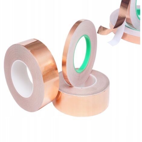 Rosfix Ruban Cuivre Conducteur 15mm x 50m – Adhésif Unilatéral, 0,05mm Épaisseur Soudable, Anti-EMI Pour Vitrail, DIY, Jardinage Accessoire Électronique (1/5)