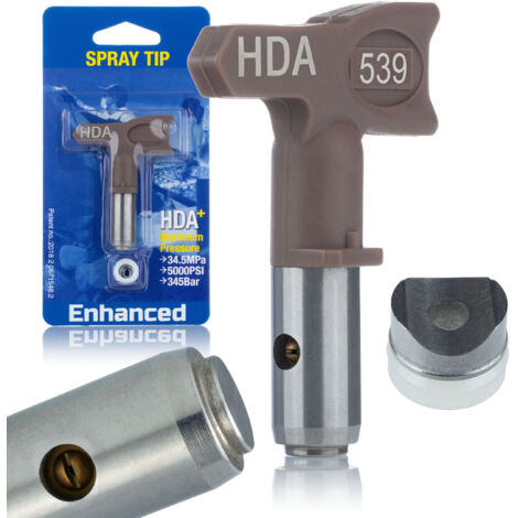 Rosfix Set Buse de Pulvérisation HDA+ 539 – Jet 25 cm, Métal Nickelé Anticorrosion Pour Enduit et Mastic Compatible avec pistolet airless Graco, Wagner, Titan (1/5)