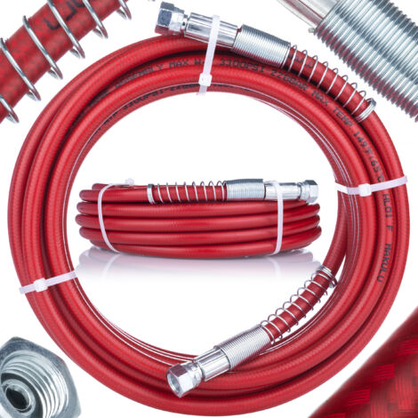 Rosfix Tuyau pour Pulvérisateur Airless 15m Rouge – Acier Renforcé, 228 Bar, 1/4" Raccords Pivotants Haute Flexibilité Pour Peinture Airless Accessoire de Pulvérisation (1/5)