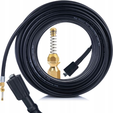 Rosfix Tuyau de Nettoyage de Canalisations 30m 1/4" – Buse à Ressort en Laiton, 155 Bar, 60°C Filetage M22 compatible avec nettoyeur haute pression Kärcher K2–K7 (1/5)