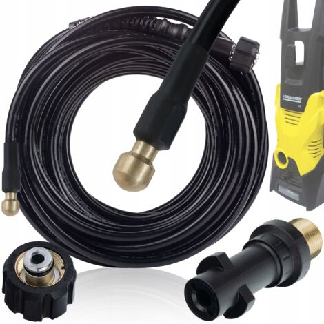 Rosfix Tuyau de Nettoyage de Canalisations 15m 1/4" – Buse Laiton, 155 Bar, 60°C  Raccords M22 x 1.5  compatible avec nettoyeur haute pression Kärcher K2–K7 (1/5)