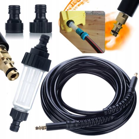 Rosfix Tuyau haute pression 10 m Click-Click pour nettoyeur haute pression Kärcher K2 K3 K4 K5 K6 K7 + Filtre à eau universel pour nettoyeurs haute pression Kärcher (1/5)