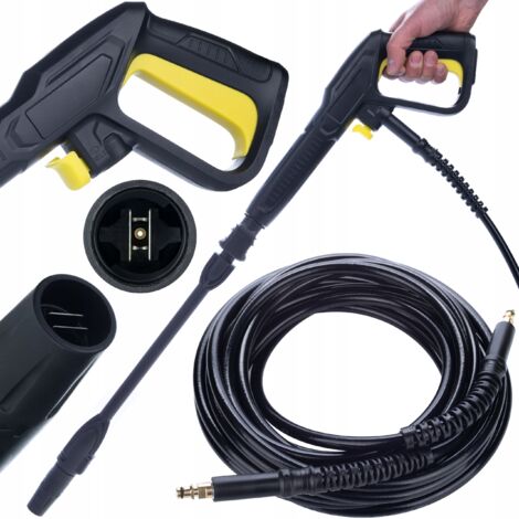 Rosfix Set Pistolet + Lance Vario + Tuyau 8m – Jet Réglable, Click Connect 180 Bar, 60°C Compatible avec Nettoyeur Haute Pression Kärcher K2–K7