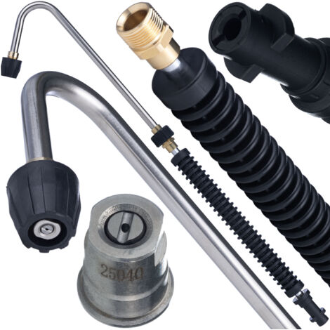 Rosfix Lance Coudée Longue avec Buse Power – 700 mm, 160 Bar, Filetages M22f/M22m et M18x1,5 Pour Rinnes, Passage de Roue compatible avec nettoyeur haute pression Kärcher K-Series (1/5)