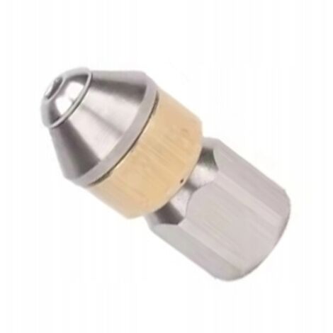 Rosfix Buse de Nettoyage Canalisation 045 – Tête Rotative 3 Jets Arrière 1/8"F, 350 Bar, 155°C Inox et Laiton Pour Tuyau Haute Pression Accessoire Débouchage (1/3)