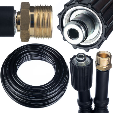 Rosfix Tuyau Haute Pression 15m M22–M22 – Nylon Renforcé, 200 Bar, 60°C  Filetage Femelle-Mâle  compatible avec nettoyeur haute pression Kärcher et Kranzle (1/5)