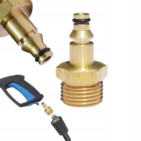 Rosfix Adaptateur M22 x 1,5 vers Raccord Rapide – Laiton Massif, Tige 14 mm Haute Résistance compatible avec nettoyeur haute pression Nilfisk/Stihl domestique (1/5)