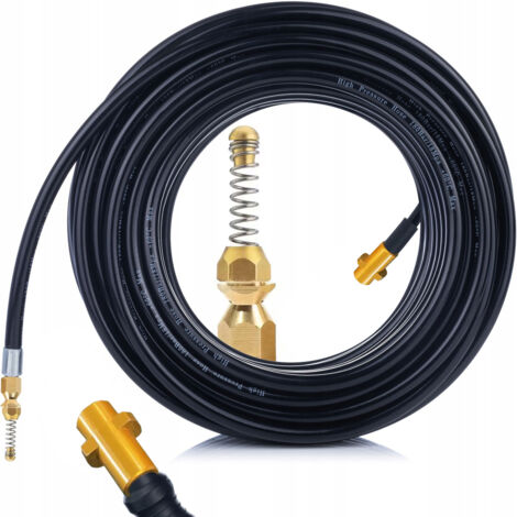 Rosfix Tuyau de Nettoyage Canalisation 30m – Buse à Ressort Laiton, 60°C Flexible Haute Pression compatible avec nettoyeur haute pression Kärcher K2–K7 (1/5)