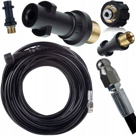 Rosfix Tuyau de nettoyage de canalisation avec filetage M22 40M + Adaptateur M22 sur Bayonet pour nettoyeur haute pression de la série HD HDS sur la série K (K2, K3, K4, K5, K6, K7)
