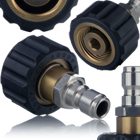 Rosfix Raccord Rapide M22x1,5mm – Connecteur 1/4" QC, Tige 14mm Laiton Résistant Pour Buse Haute Pression compatible avec nettoyeur haute pression Kärcher HD HDS (1/5)