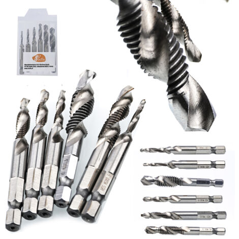 Rosfix Set Forets Taraudeurs HSS 6 Pièces M3–M10 – Acier Rapide, Queue 1/4"  Précision et Durabilité  Pour Métal, Bois, Plastique  Accessoire de Perçage (1/5)