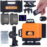Rosfix Set Niveau Laser Orange Tiger ROT16L-B – 16 Lignes Vertes 360° Auto-Nivellement, USB-C, IP54 2 Batteries 3500mAh Pour Carrelage, Rénovation Outil de Mesure