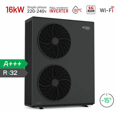 ALSAVO Luftquellen-Wärmepumpe Monoblock - 16kW - Einphasig 220-240V/50Hz/1PH - Doppelventilatoren - Inverboost Multifunktional/Warmwasserbereitung