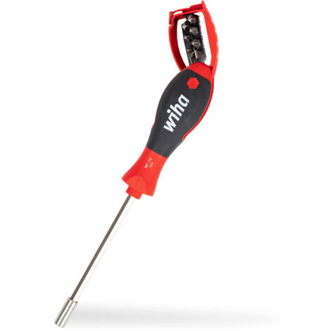 Wiha Tournevis porte-embout avec magasin d'embouts Fente, Phillips avec 8 embouts, 1/4" (32903)