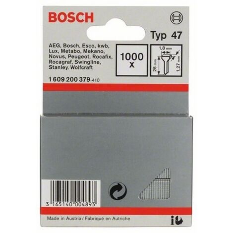 Clou de fixation type 47, 1,8 x 1,27 x 26 mm, lot de 1000