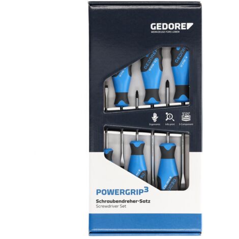 Kit Tournevis GEDORE 6 pieces pour vis fente et cruciforme PZ (1/4)