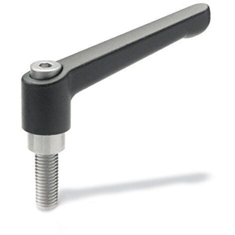 Ganter Norme Elements reglable Levier de serrage avec vis en acier inoxydable, noir, strukturmatt, GN 300.1-63-SW M6-50 (1/2)