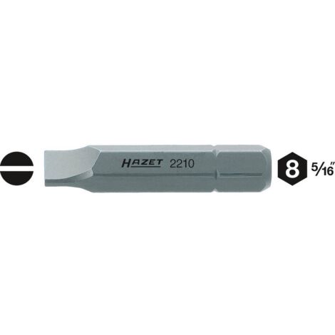 Embout-tournevis (bit) 2210-12 ∙ Hexagone massif 5/16 pouce (8 mm) ∙ Profil à fente ∙ Taille 1,6 x 8 mm (1/2)