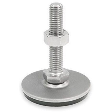 Ganter Norme Elements GN 41-80 de M10 - de 50 D3 SK - en acier inoxydable Stell pieds - Caoutchouc aufvulka nisiert, argent (1/5)