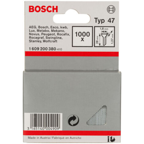 Clou d'agrafeuse Bosch type 47, 1,8 x 1,27 x 28 mm, paquet de 1000 1000 pièces (1/5)