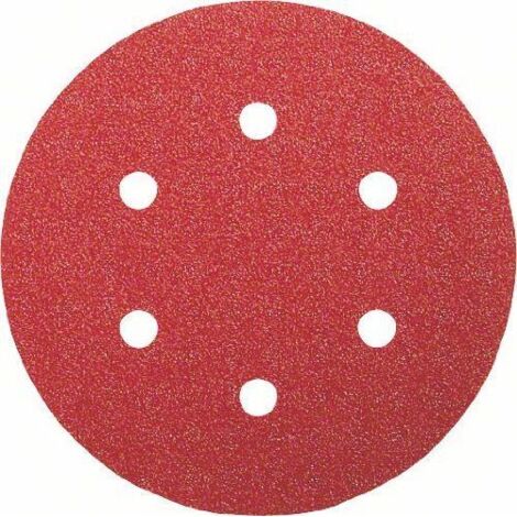 Bosch Accessories 2609256A34 Feuilles abrasives pour Ponceuses excentriques Diametre 150 mm 6 trous Grain 240 Lot de 5 feuilles (1/4)