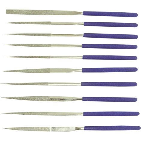 Silverline – Limes-aiguilles diamantées 10 pcs – 6 formes pour travail de précision – Pour métal, bois dur et teck – Ensemble professionnel