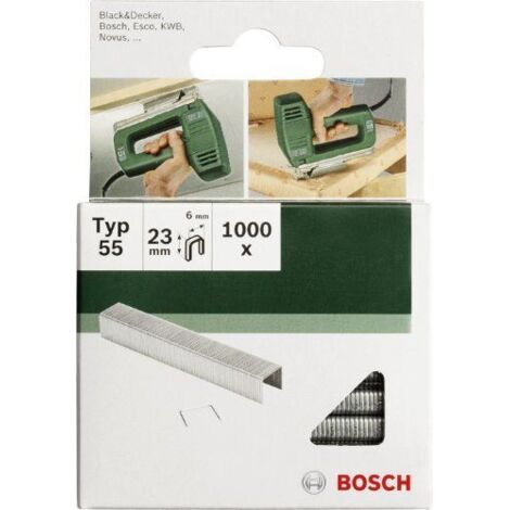 Bosch 2609255828 Set de 1000 agrafes à dos étroit Type 55 Largeur 6 mm Epaisseur 1,08 mm Longueur 19 mm (1/2)