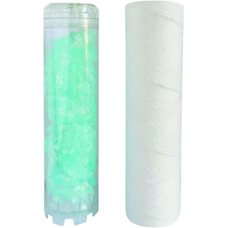 Lot de 2 cartouches filtrantes 20 µ – Anticalcaire-anticorrosion 24 mois – Compatible porte-filtre 10' – Durée 12 mois – Aquawater