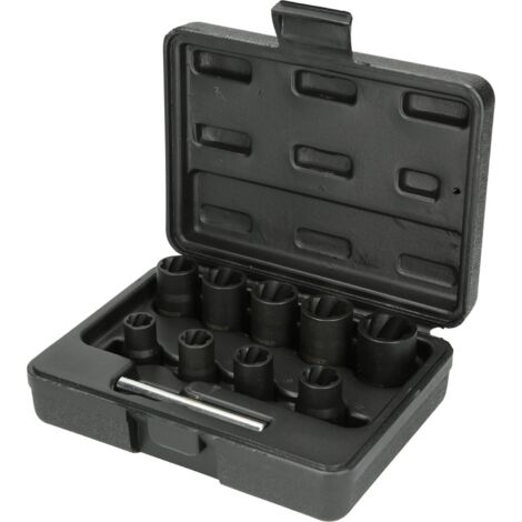 Kstools – Coffret de douilles à chocs pour écrous abîmés 3/8'' – 10 douilles de 10 à 19 mm en acier haute résistance – Prise optimale sur écrous déformés (1/6)