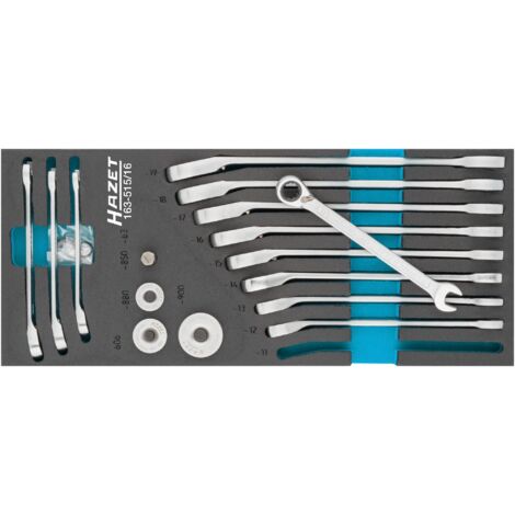 Jeu de clés mixtes à cliquet 163-515/16 ∙ Profil Traction à 12 pans extérieurs ∙ 16 pièces ∙ 8 ∙ 9 ∙ 10 ∙ 11 ∙ 12 ∙ 13 ∙ 14 ∙ 15 ∙ 16 ∙ 17 ∙ 18 ∙ 19 (1/4)