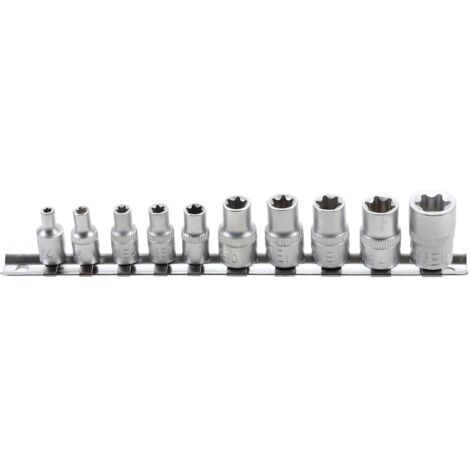 KRAFTMANN 9548  JEU DE DOUILLES À PROFIL E  6,3 MM (1/4'') 10 MM (3/8'')  E4  E16  10 PIÈCES (1/5)