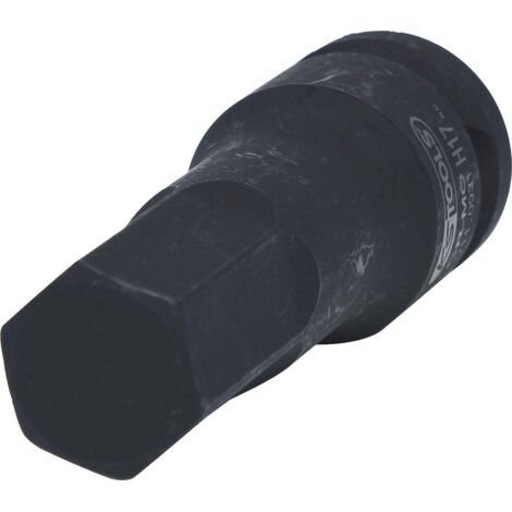 Kstools – Douille à chocs 6 pans 1/2" 17 mm – Acier chrome-molybdène – Longueur 75 mm – Normes ISO 1174, DIN 3121 – Pour outils à chocs