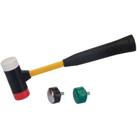 Silverline – Maillet 4 têtes interchangeables 300 mm – Manche en acier – Têtes en plastique anti-marquage – Pour assemblage meubles et cuir