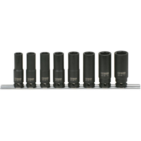 Kstools – Jeu de douilles longues à chocs 3/8'' – 8 pièces – Conçu pour mécanique – Durabilité optimale – Performance élevée