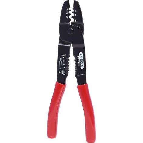 Ks Tools – Pince à sertir cosse pour connecteurs ouverts non isolés – Dénude fils 0,5 à 6 mm² – Sertissage fiches plates 2,8/4,8/6,3 mm – Acier spécial durable