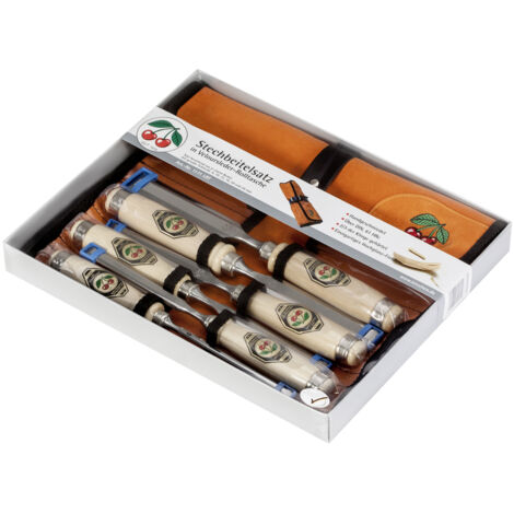 Ciseaux à bois 6 pièces – Manche en charme – Lame biseautée pour coupe nette – Dimensions 6-10-12-16-20-26 mm – Kirschen (1/6)