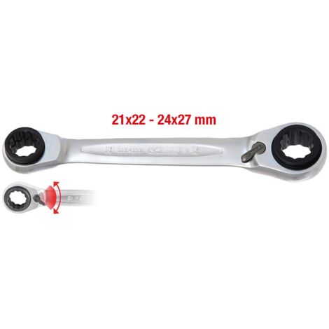 KS TOOLS 4 in 1 GEARplus clé polygonale à cliquet réversible 21 x 22 x 24 x 27 mm - 503.4553
