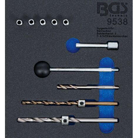 BGS Garniture de servante d'atelier 1/6 : kit de réparation de filetage pour vis de fixation d'injecteur 10 pièces - 9538