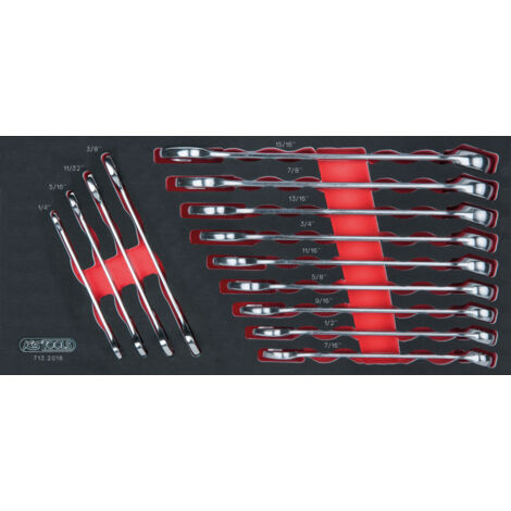 Kstools – Module de clés mixtes 1/3 en pouces – 13 pièces – Mousse imputrescible – Empreinte découpée au laser – Dimensions L.390 x l.188 x H.35 mm (1/4)