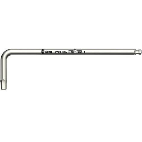 Cle male coudee WERA inox 6 pans avec tete spherique, 5,0x154mm (1/6)